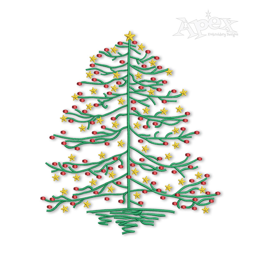 Dottie Starry Christmas Tree Embroidery Design