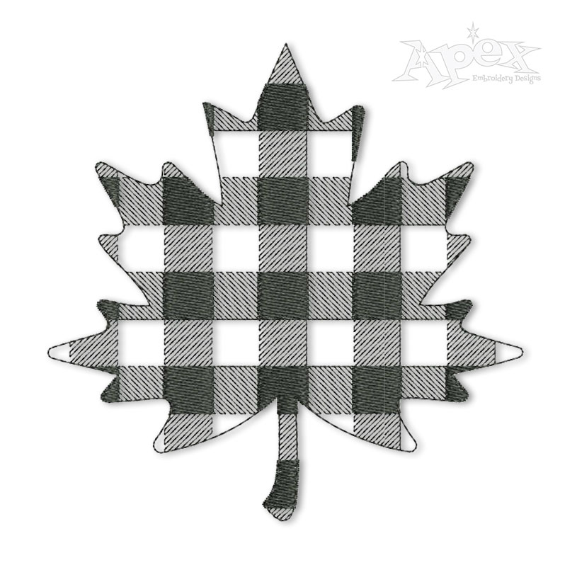 Plaid Pattern Maple Leaf Embroidery Design