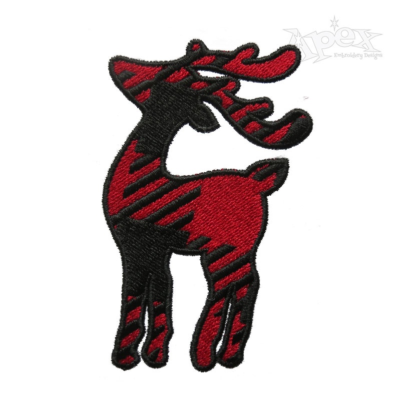 Plaid Pattern Standing Reindeer Embroidery Design