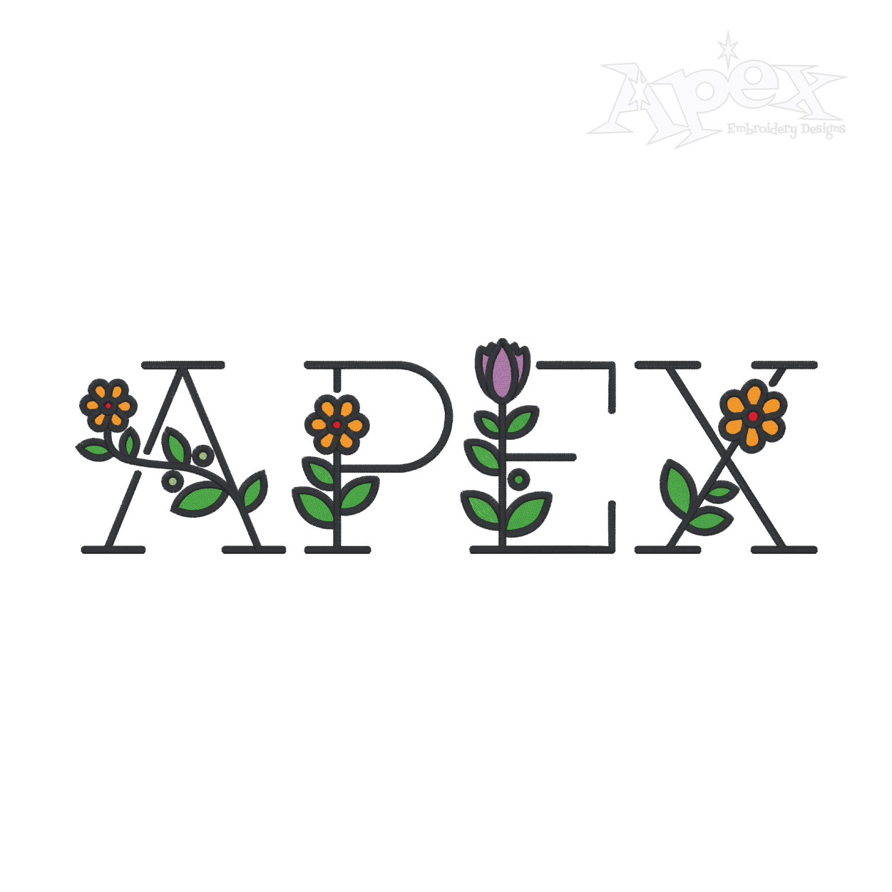 Flowers Alphabet Embroidery Font