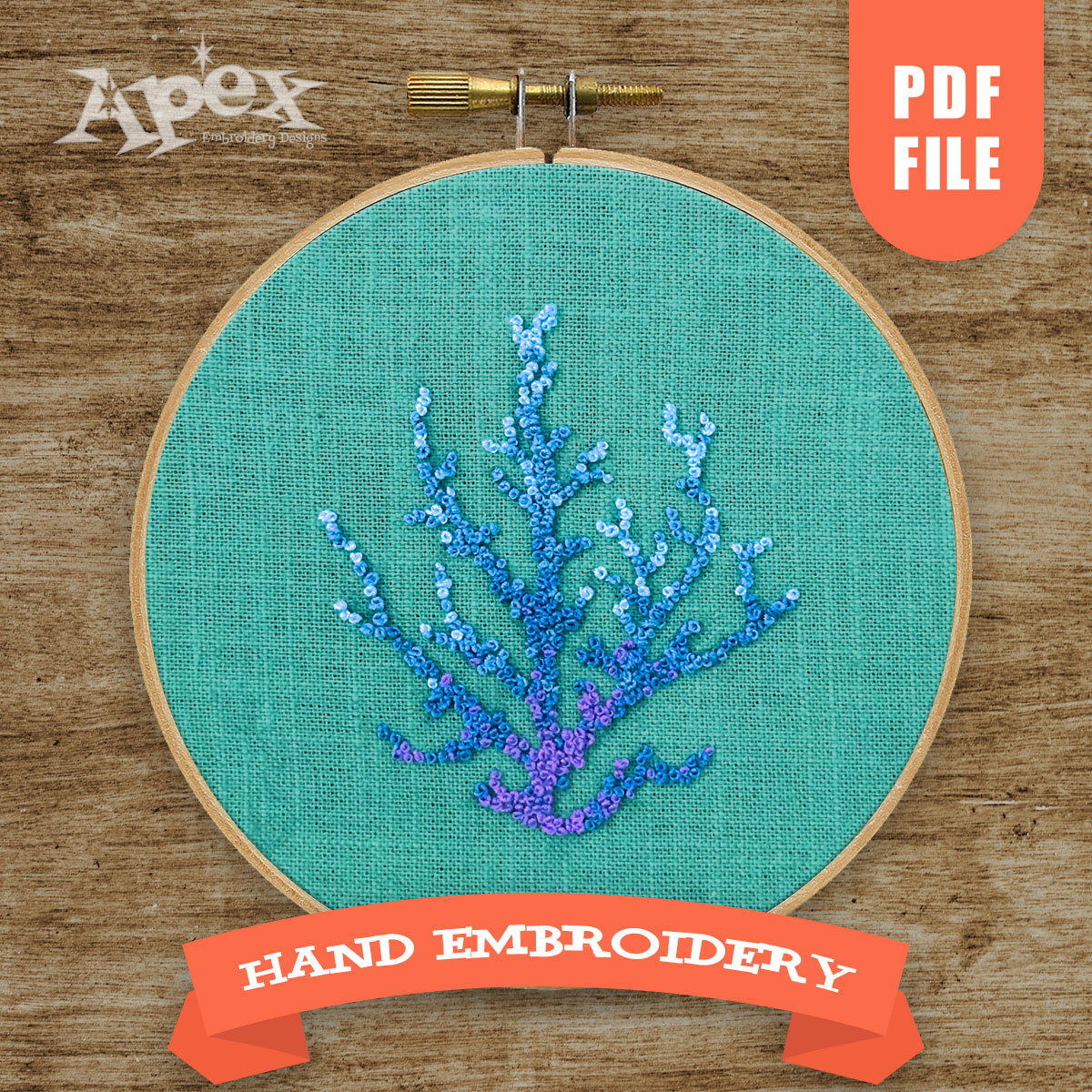 Coral Hand Embroidery PDF Pattern