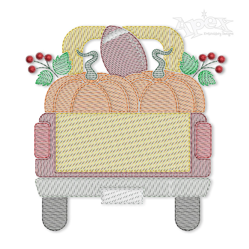 Fall Pumpkin Truck Embroidery Designs