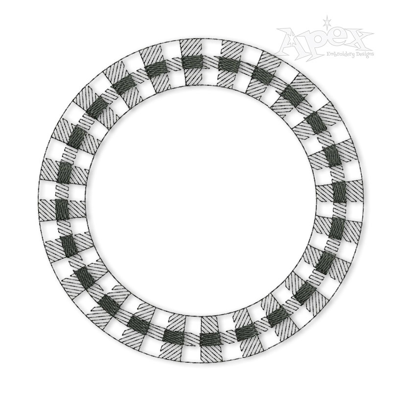 Plaid Pattern Circle Frame Embroidery Designs