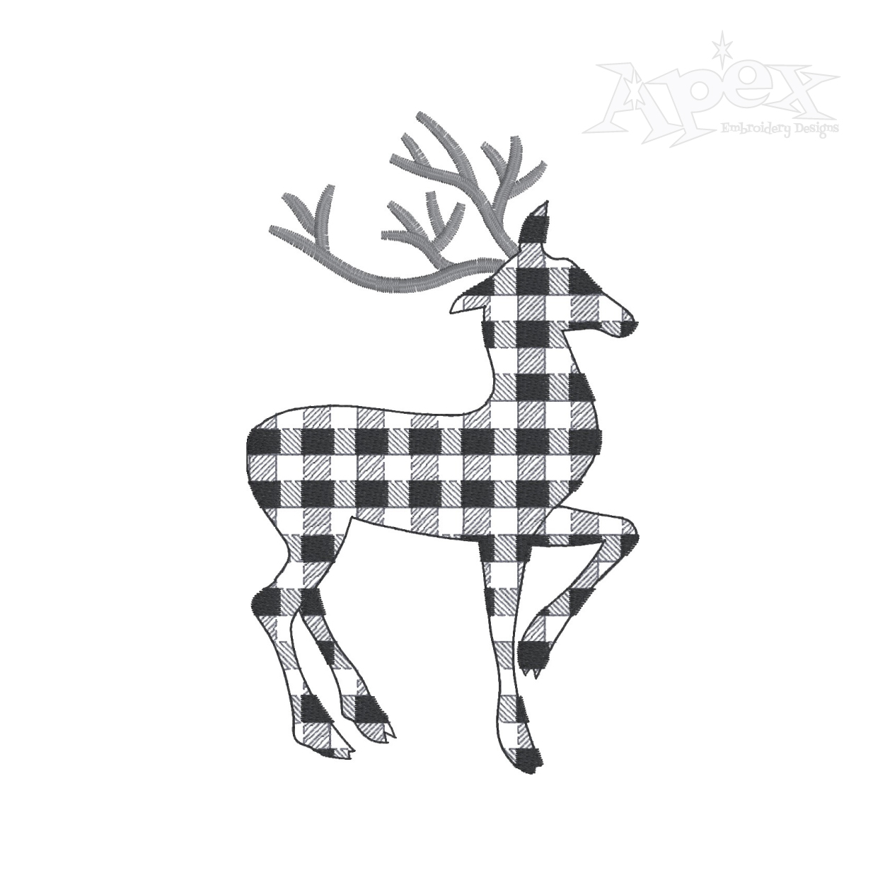 Buffalo Plaid Deer Embroidery Design
