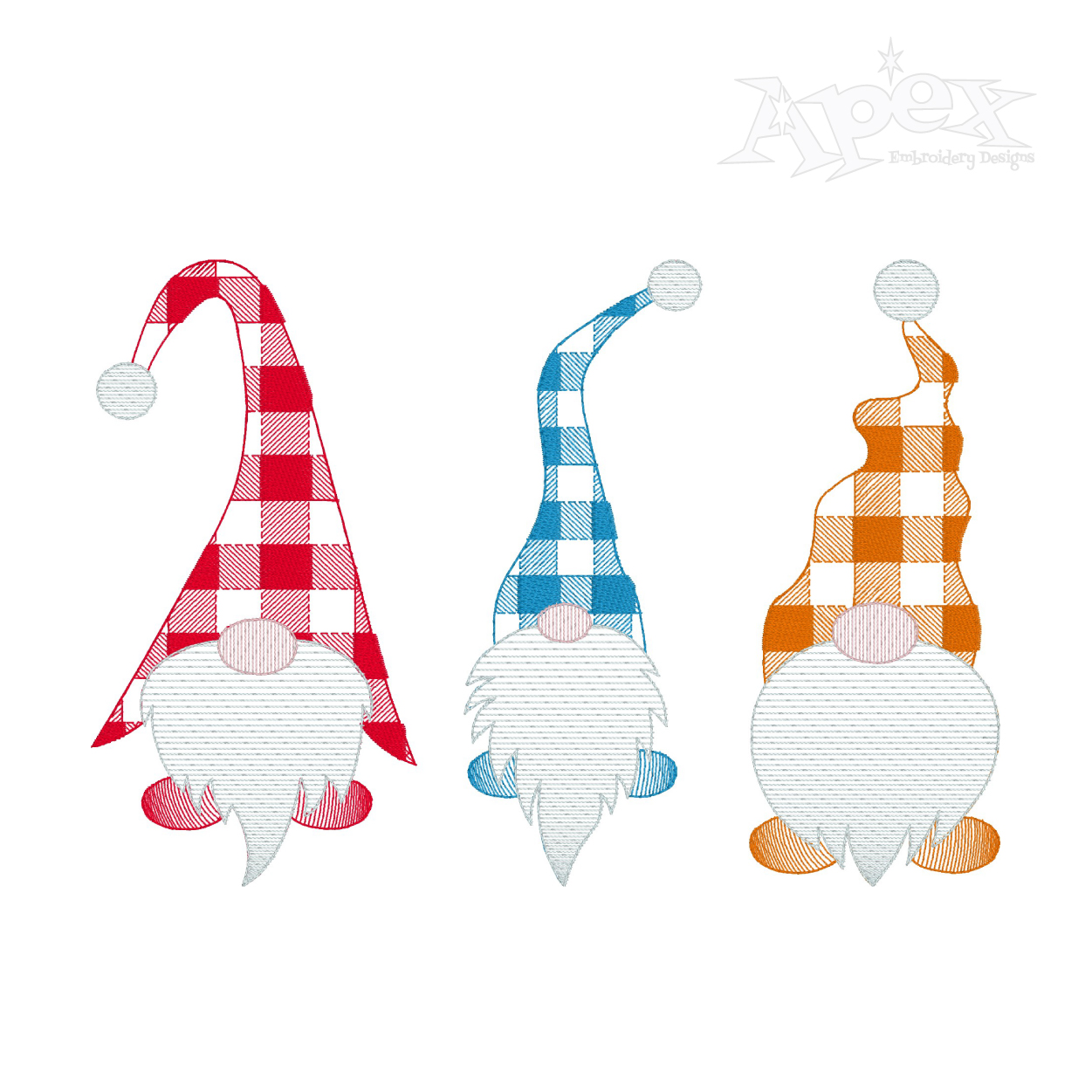 Buffalo Plaid Pattern Gnome Embroidery Designs
