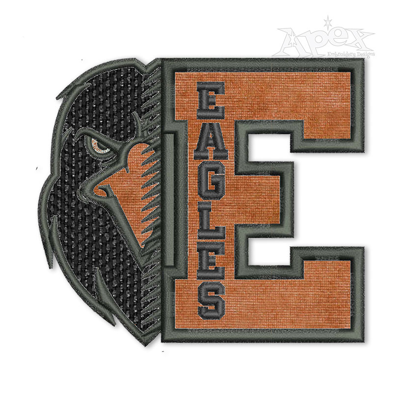 E Eagles Applique Embroidery Design