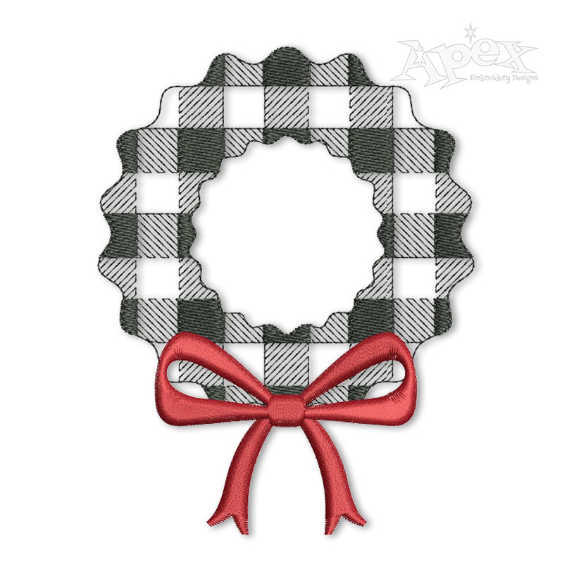 Plaid Wreath and Bow Embroidery Design