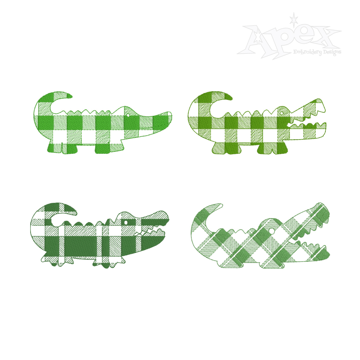 Plaid Alligator Crocodile Pack Embroidery Design