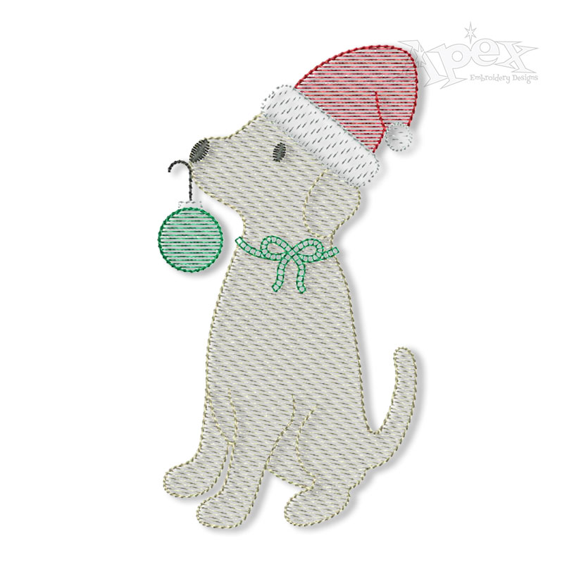 Christmas Puppy and Ornament Embroidery Design