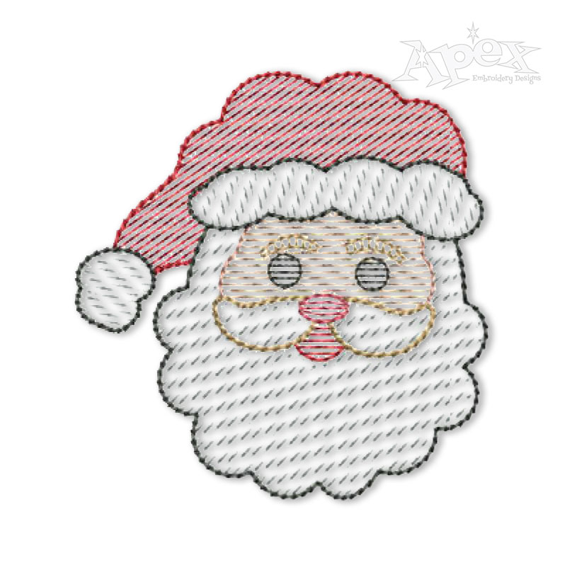 Santa Claus Face Sketch Embroidery Design