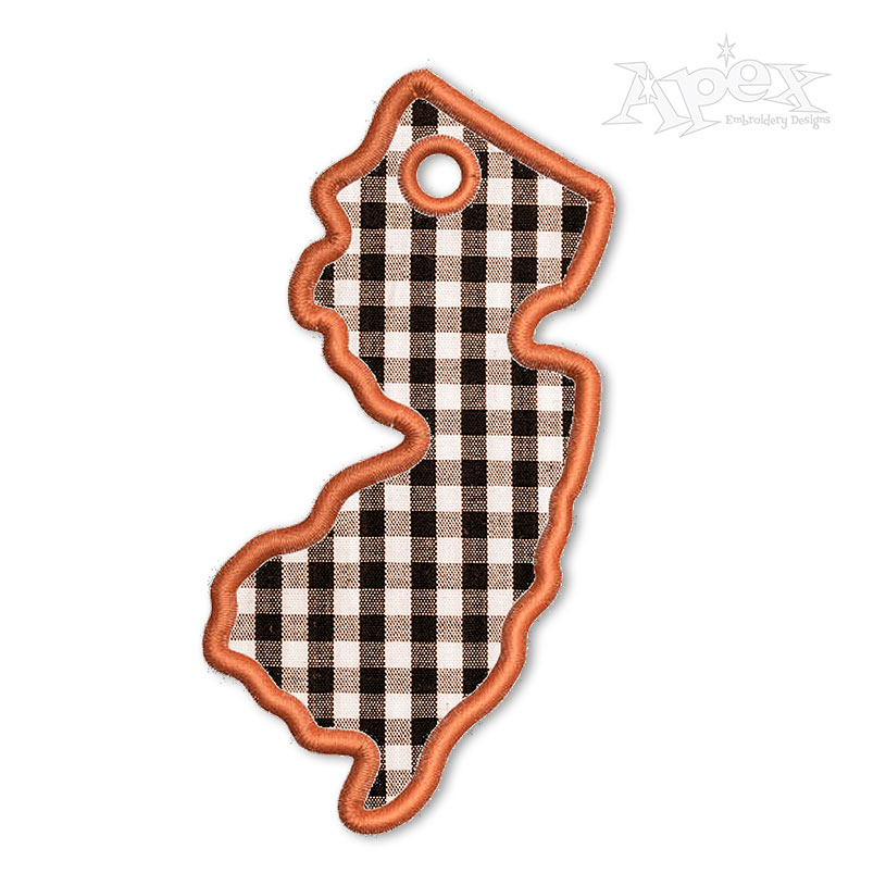 New Jersey State Gift Tag ITH Embroidery Design
