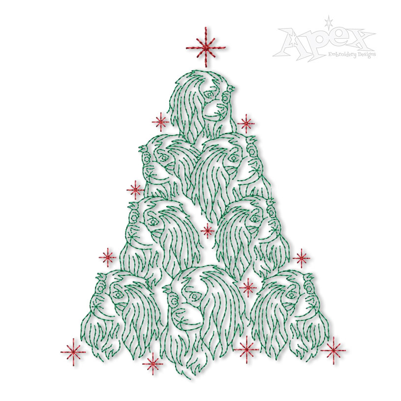 Cavalier King Charles Spaniel Christmas Tree Embroidery Design