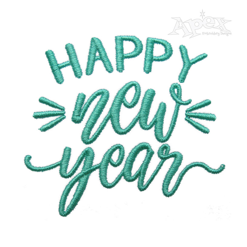 Happy New Year Wordart Embroidery Design