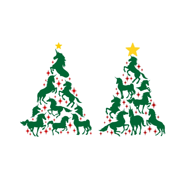 Unicorns Christmas Tree SVG Cuttable Design
