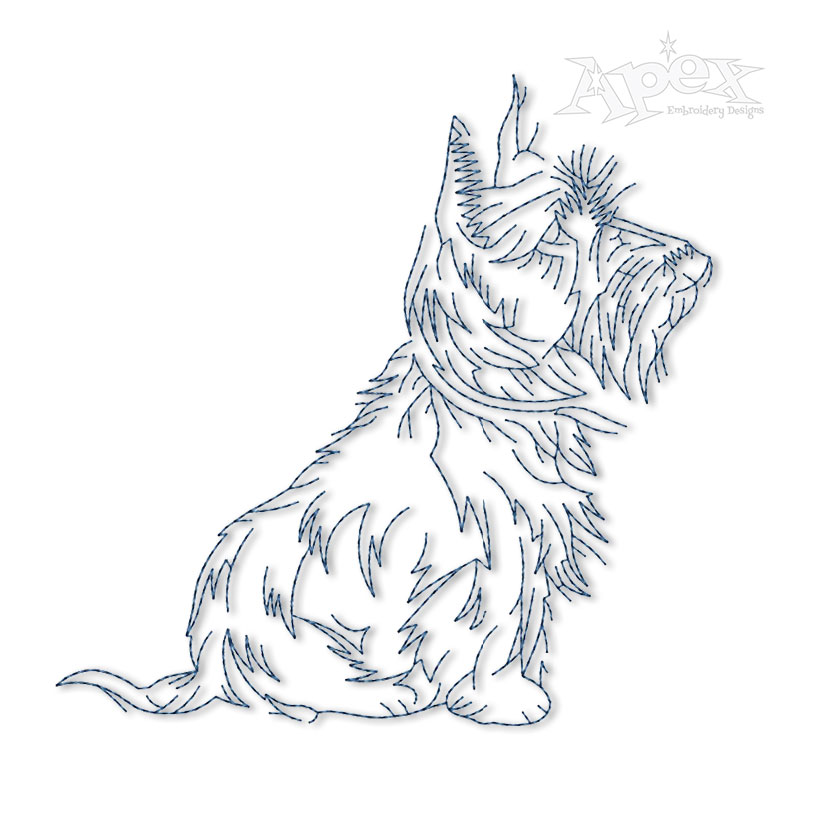 Scottie Terrier Dog Run Stitch #1 Embroidery Design