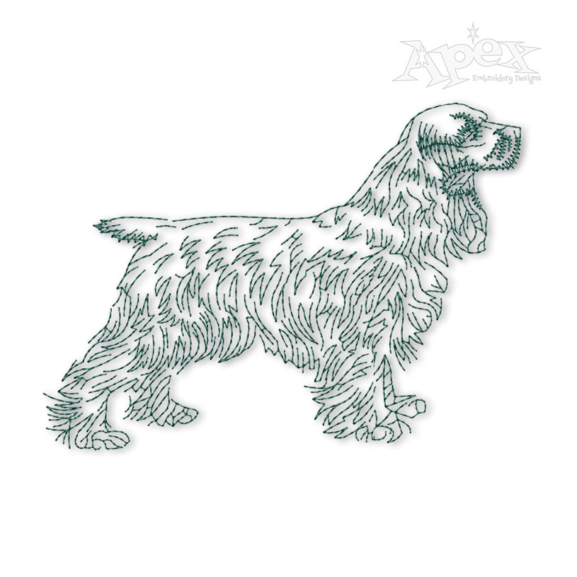 Cocker Spaniel Dog Run Stitch Embroidery Design
