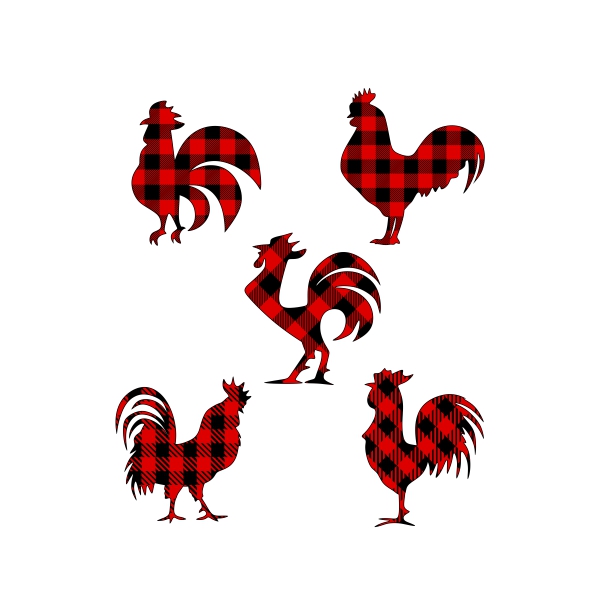 Plaid Pattern Rooster SVG Cuttable Designs