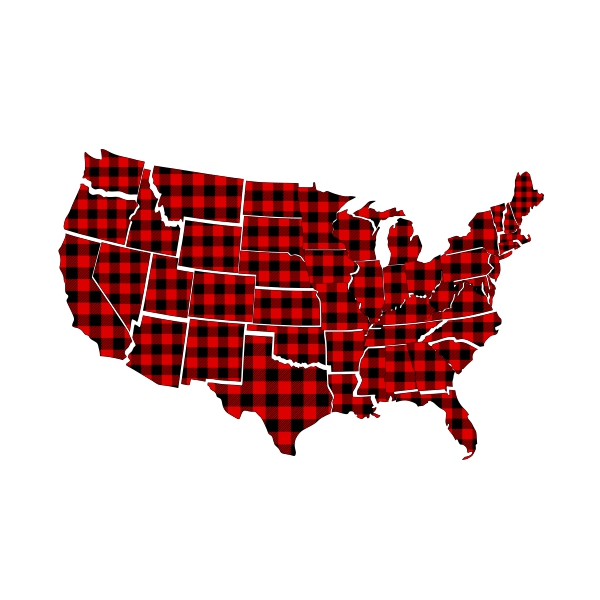 The United States Plaid Pattern Map Cuttable Designs
