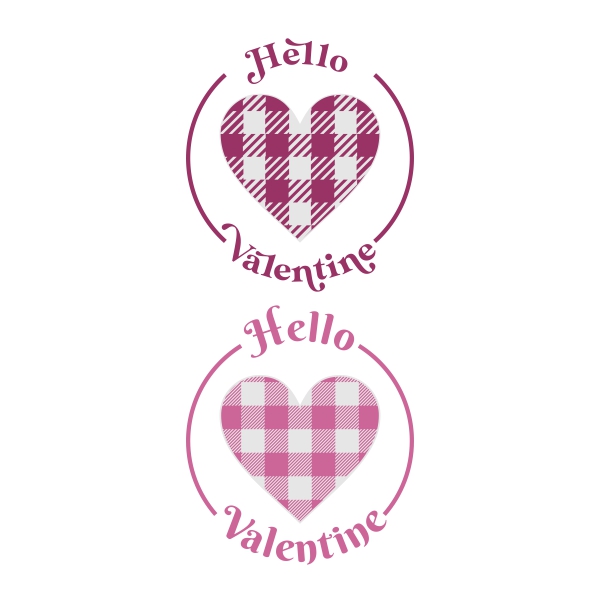 Hello Valentine Plaid Pattern Heart SVG Cuttable Designs