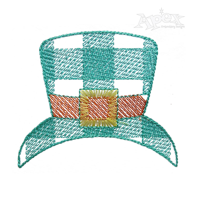 Plaid Pattern Leprechaun Hat Embroidery Design