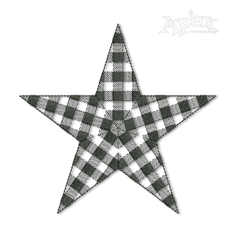Plaid Pattern Star Embroidery Design