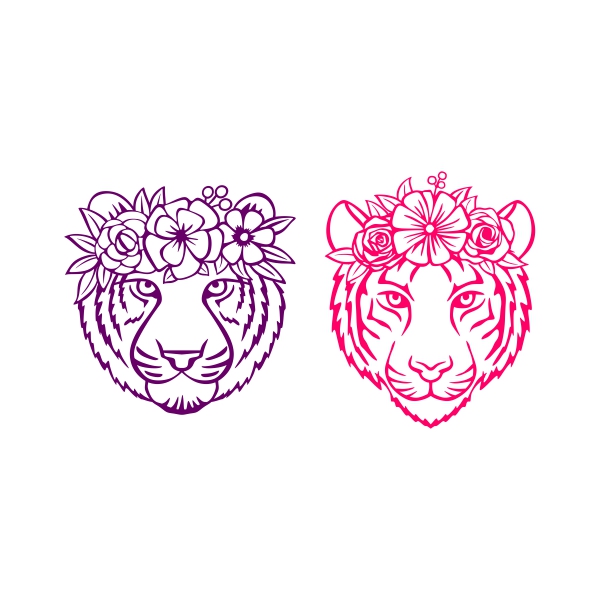 Flowers Tiger Head SVG Cuttable Designs