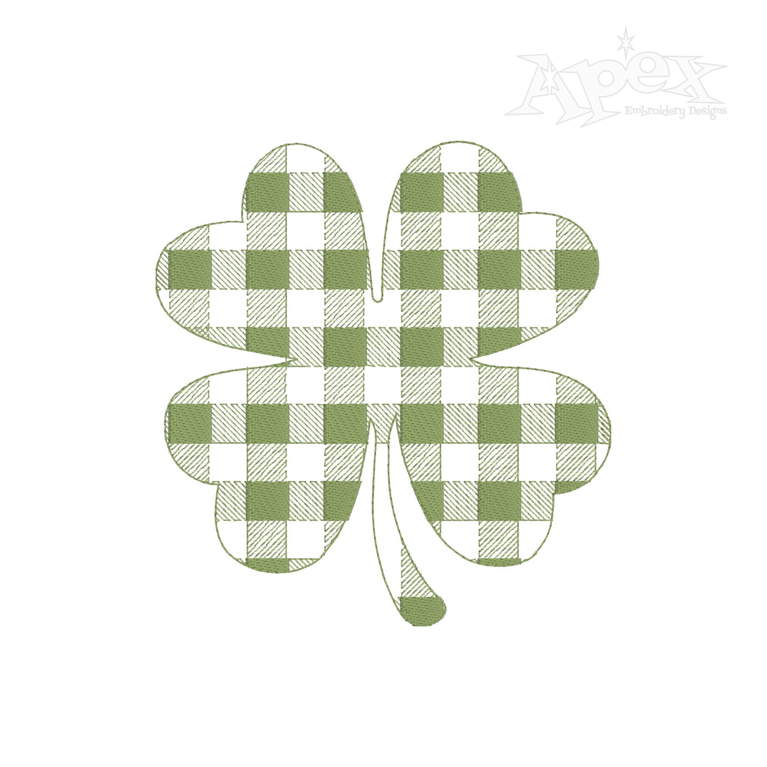 Plaid Pattern 4 Leaf Clover Embroidery Designs