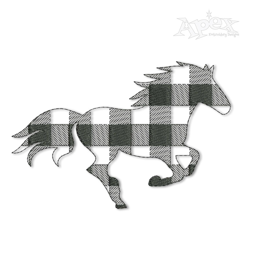 Plaid Running Horse Embroidery Design