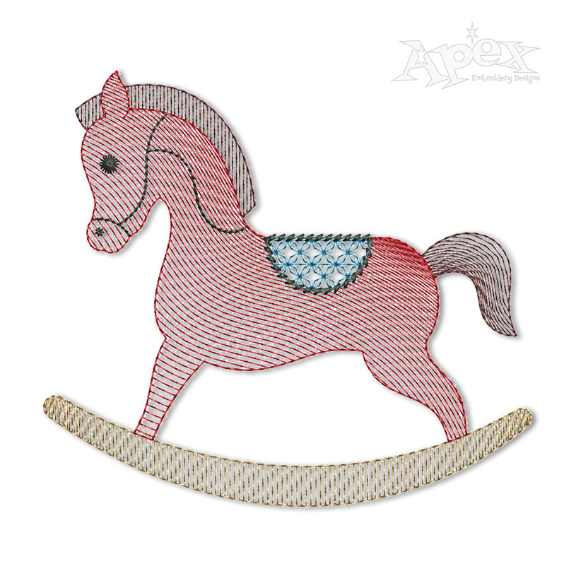 Rocking Horse Sketch Embroidery Design