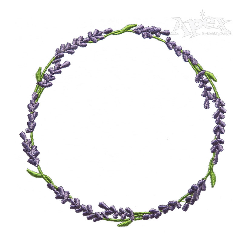 Lavender Circle Wreath Embroidery Design