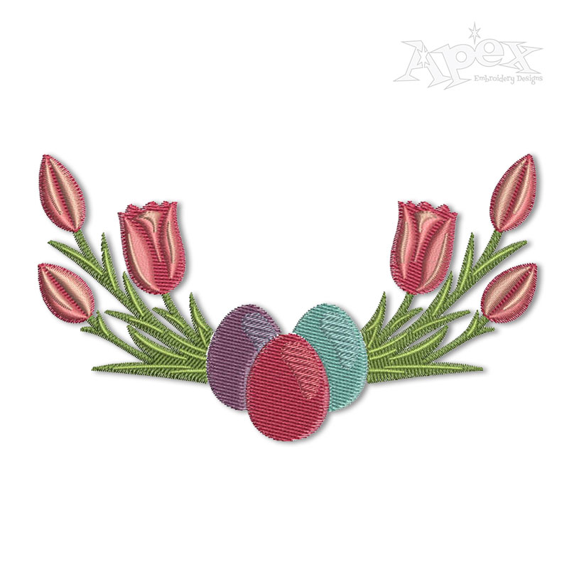 Floral Easter Eggs Wreath Embroidery Design