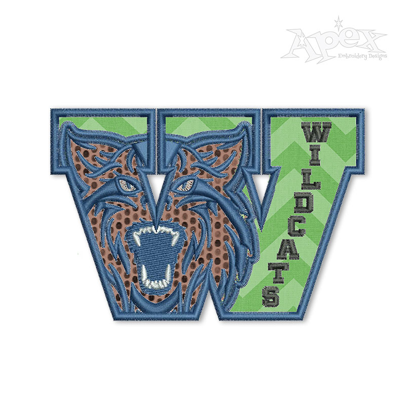 W Wildcats Applique Embroidery Design