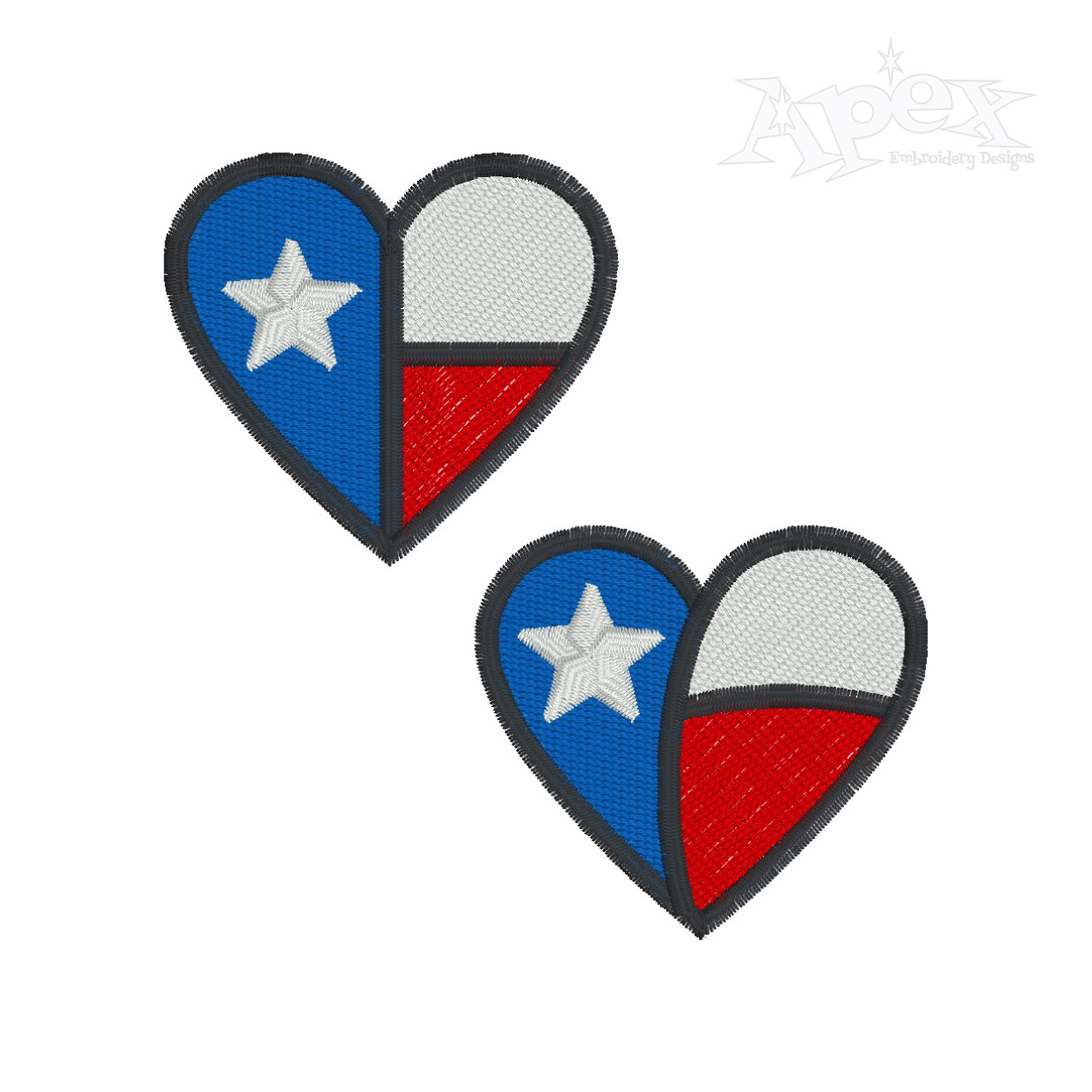 FREE Texas Flag Heart Embroidery Design