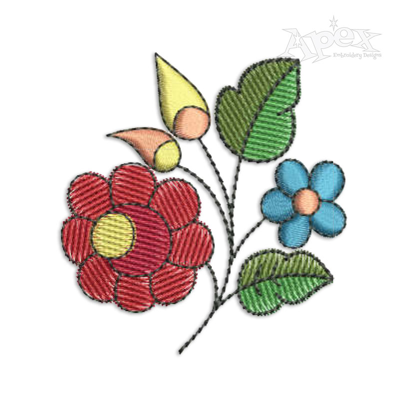 Spring Branch Flowers Embroidery Designs