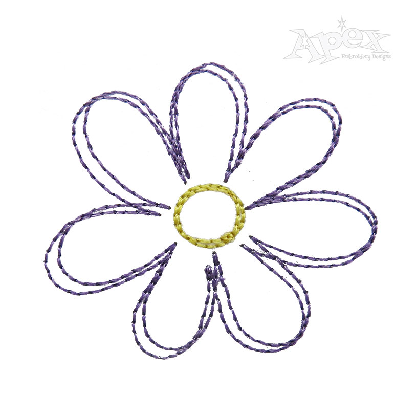 Daisy Doodle Sketch Embroidery Design