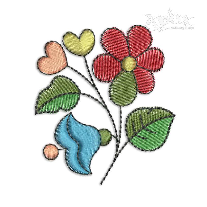Springtime Branch Flowers Embroidery Design