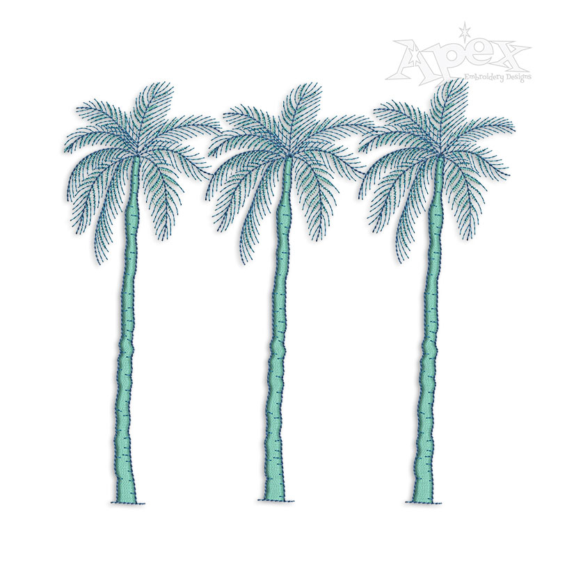 Tree Palm Trees Embroidery Design