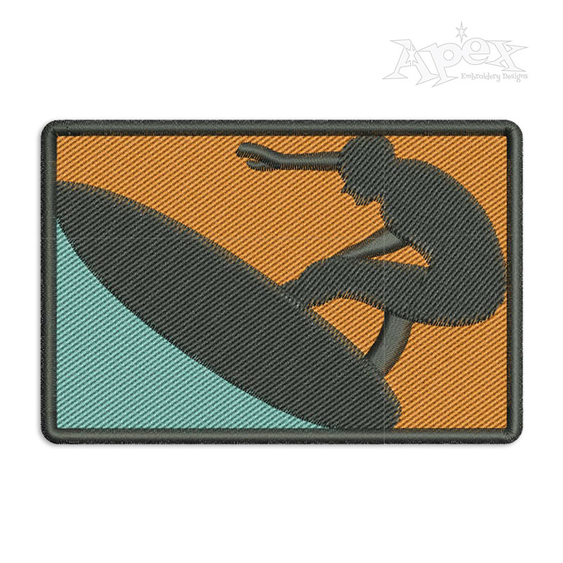 Surfing Surfer Silhouette Embroidery Design