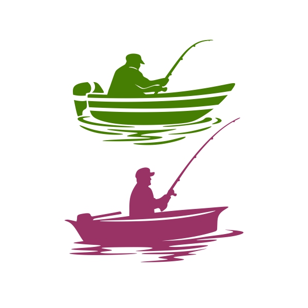 Fisherman Fishing Man on Boat Silhouette SVG Cuttable Designs