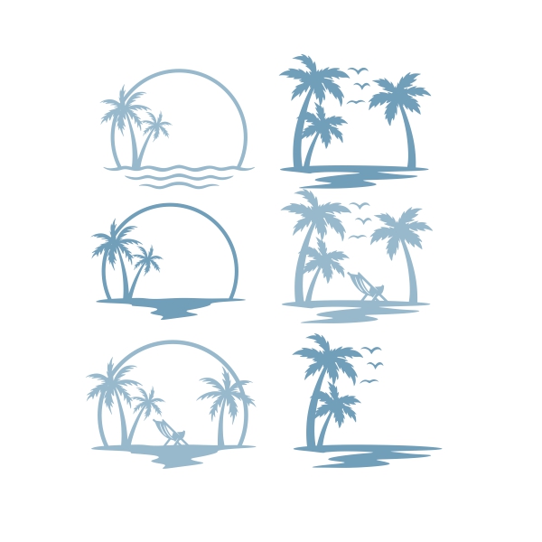 Summer Palm Trees Beach Pack SVG Cuttable Designs