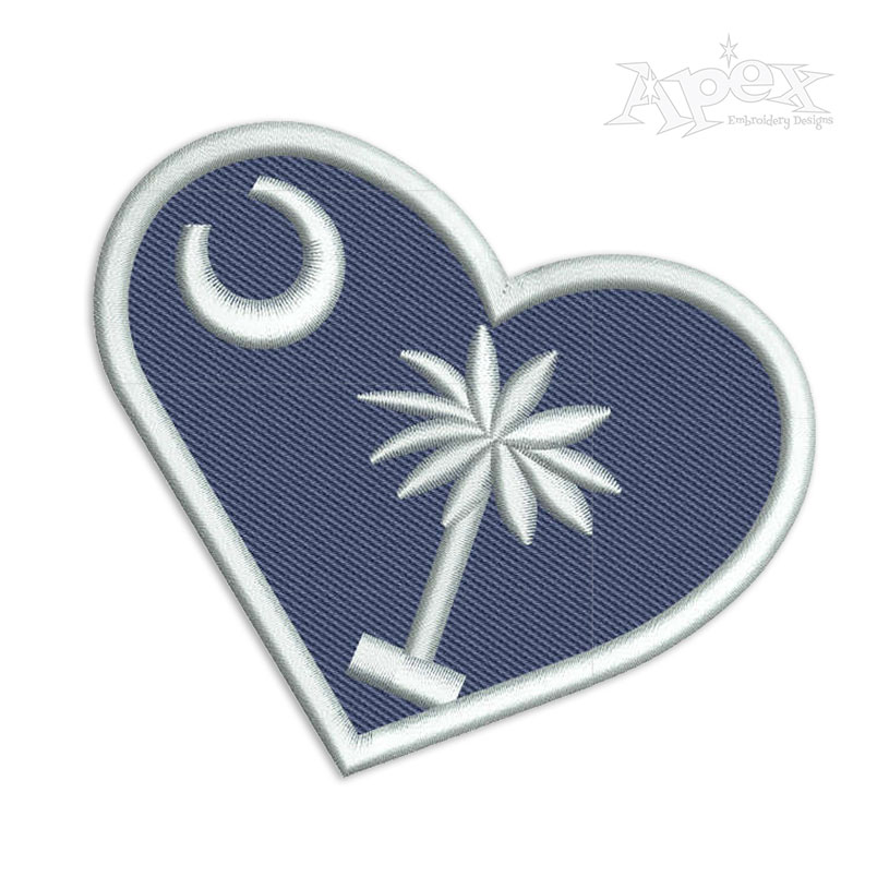 Palmetto Moon Heart Embroidery Design