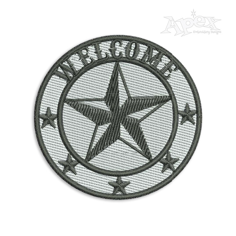 Circle Star Welcome Sign Embroidery Design