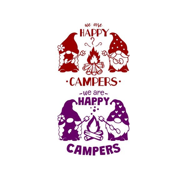 Happy Campers Gnomes Grilling Marshmallow Campfire SVG Cuttable Designs