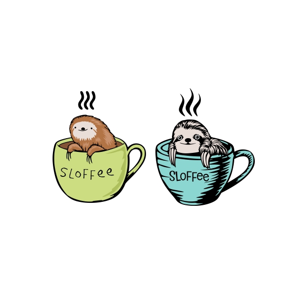 Sloffee Sloth Coffee SVG Cuttable Designs