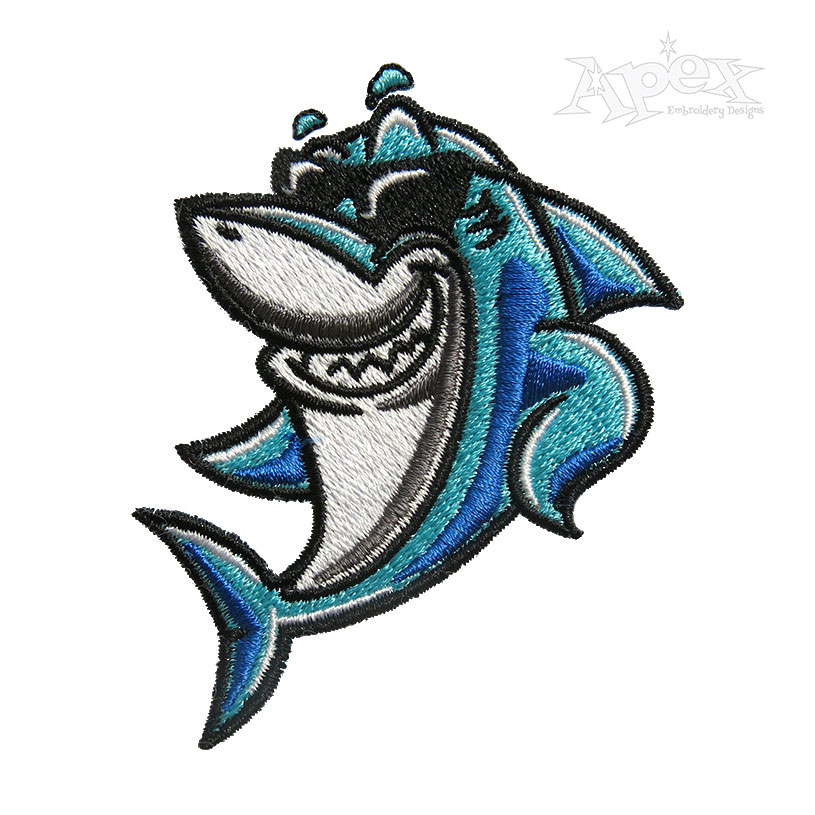 Happy Summer Shark Embroidery Design