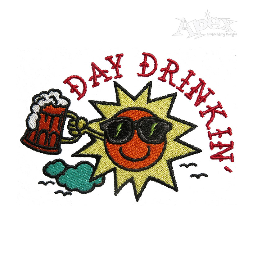 Day Drinkin' Summer Sun Embroidery Design