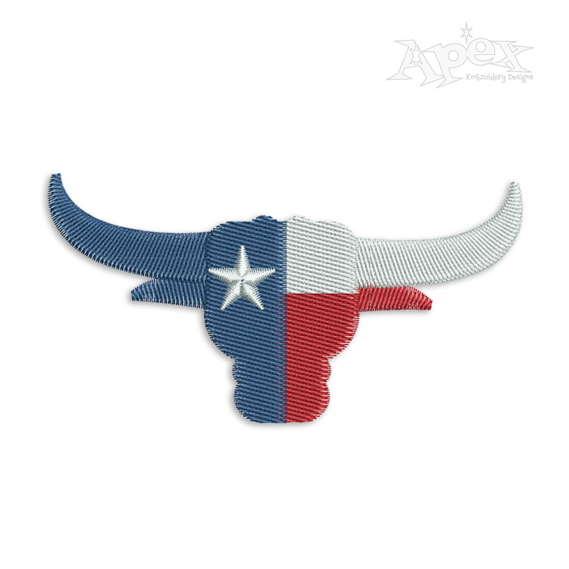 Texas Flag Longhorn Embroidery Design