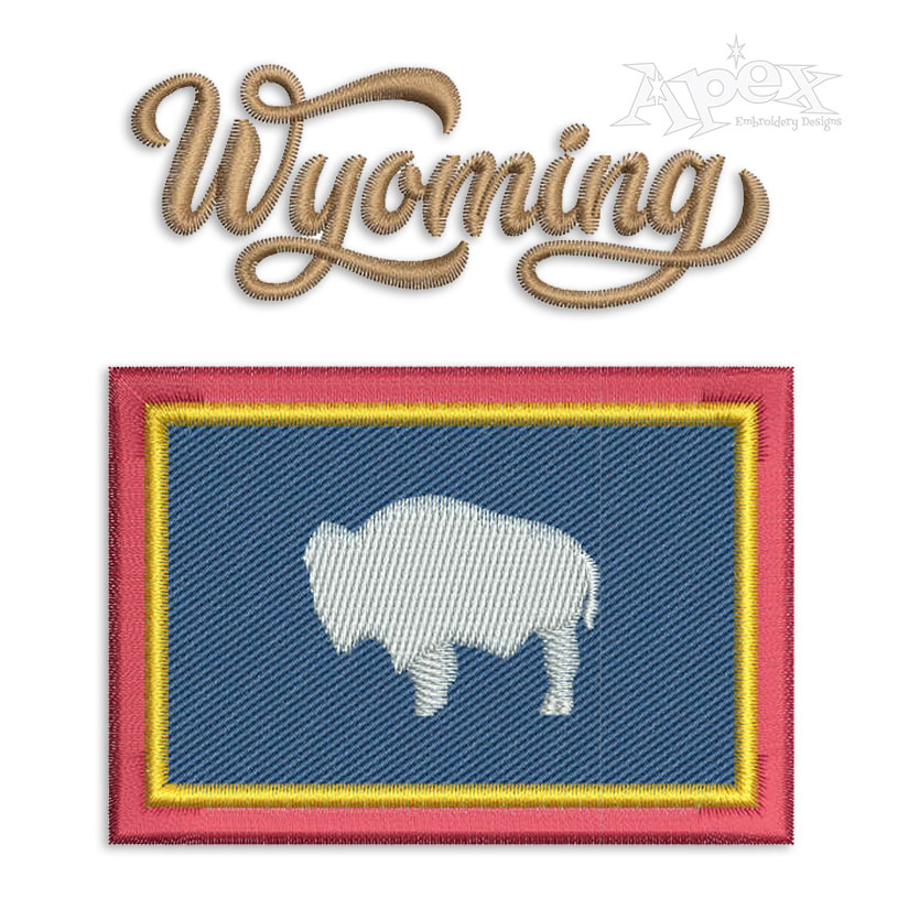 Wyoming Bison State Embroidery Design