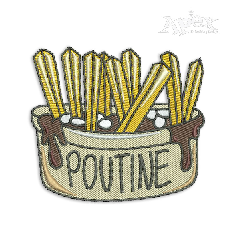 Poutine French Fries with Gravy Embroidery Design