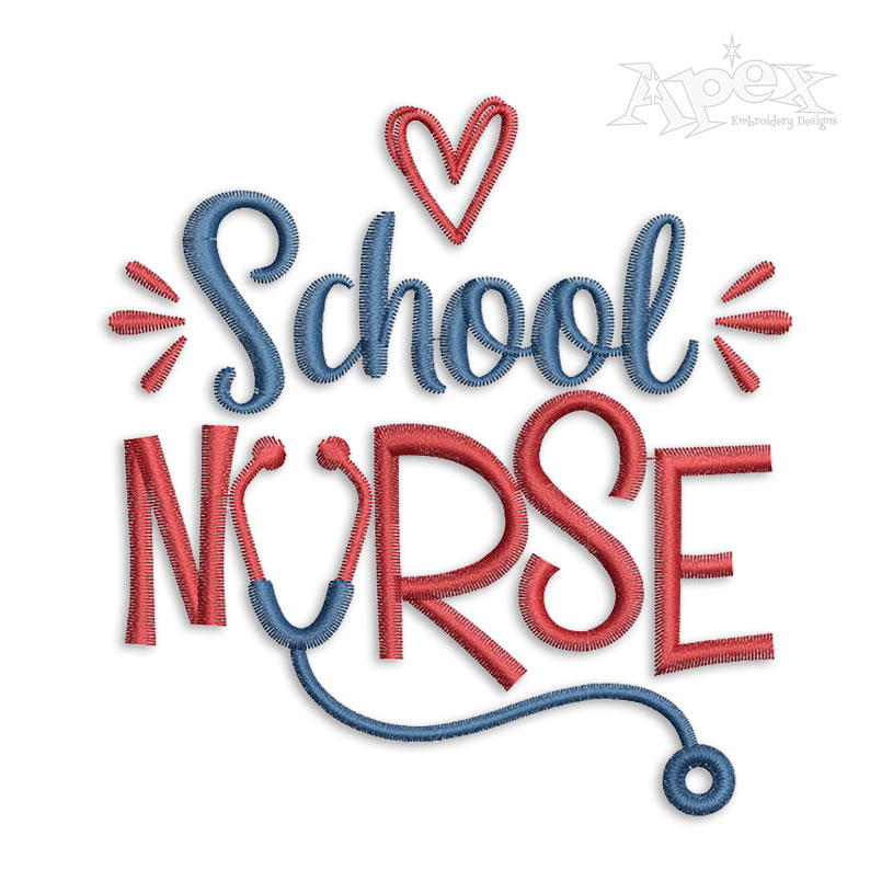 School Nurse Stethoscope Embroidery Design